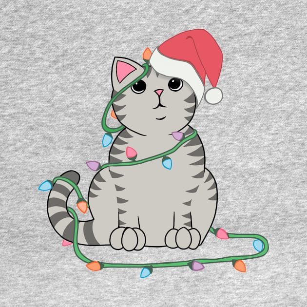 Gray Tabby Cat Christmas lights funny cat lover xmas hat by xenotransplant